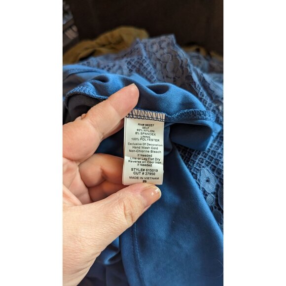 Blue Lace Romantic Ruffle Sleeve Top By Uncommon Job Small - Picture 2 of 5